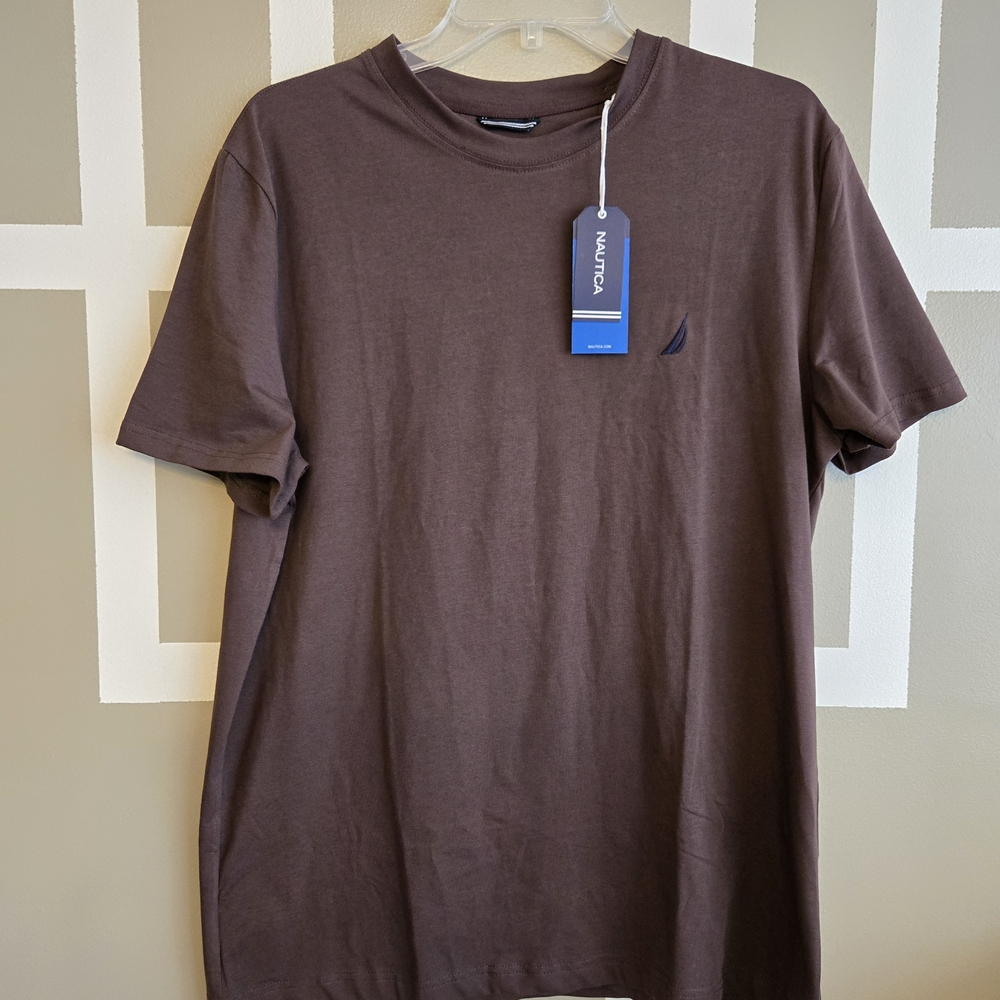 Nautica Men's Dark Brown Short Sleeve Tee